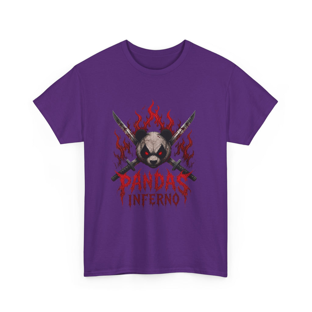 Pandas Inferno T-Shirt | Flaming Panda Skull, Crossed Swords