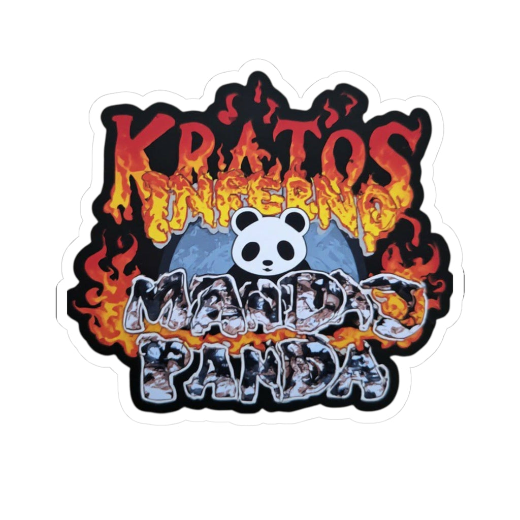 Kratos Flaming Logo Panda Kiss-Cut Sticker | Mandu Panda