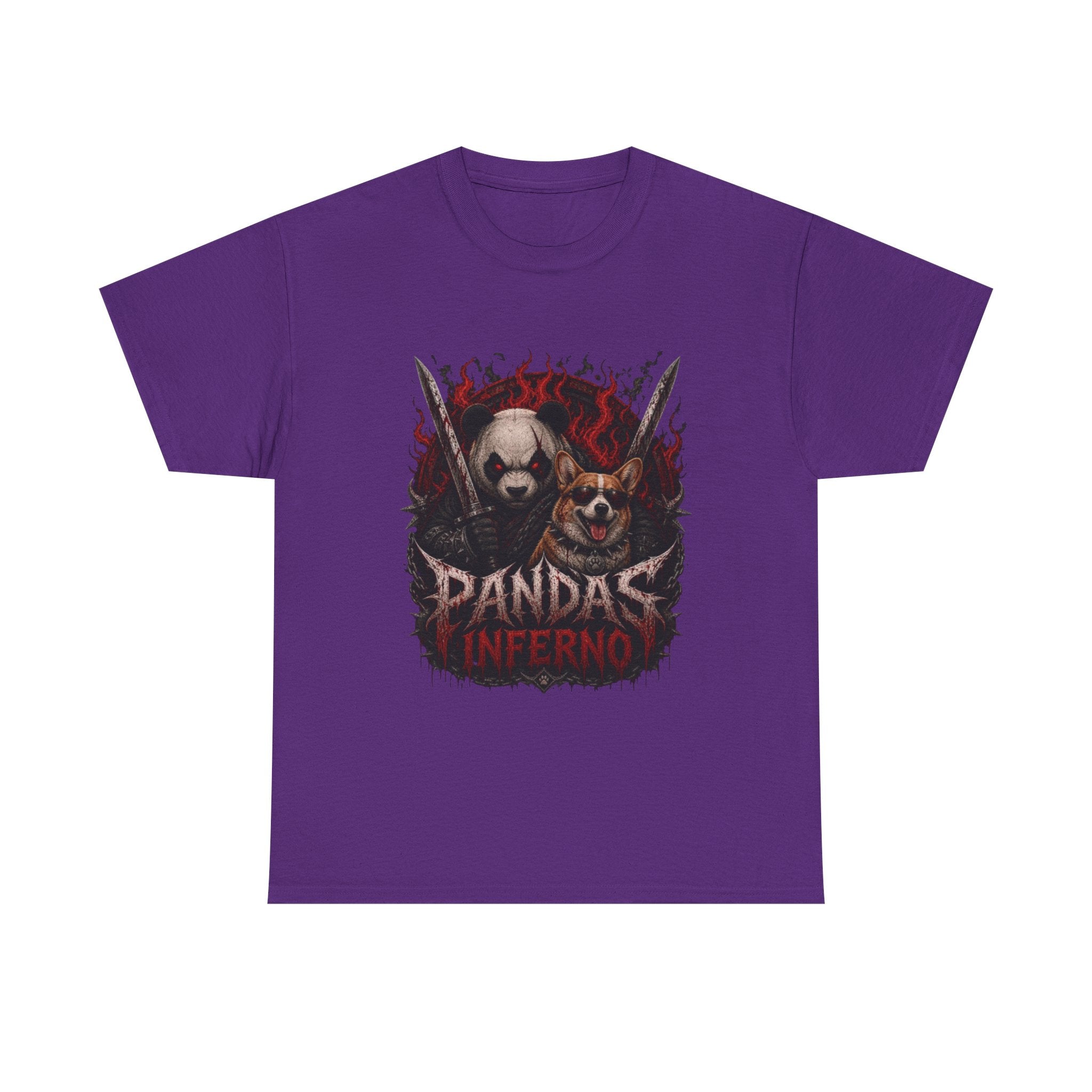 Pandas Inferno Graphic Tee — Dark Panda Skull Rock Band T‑Shirt