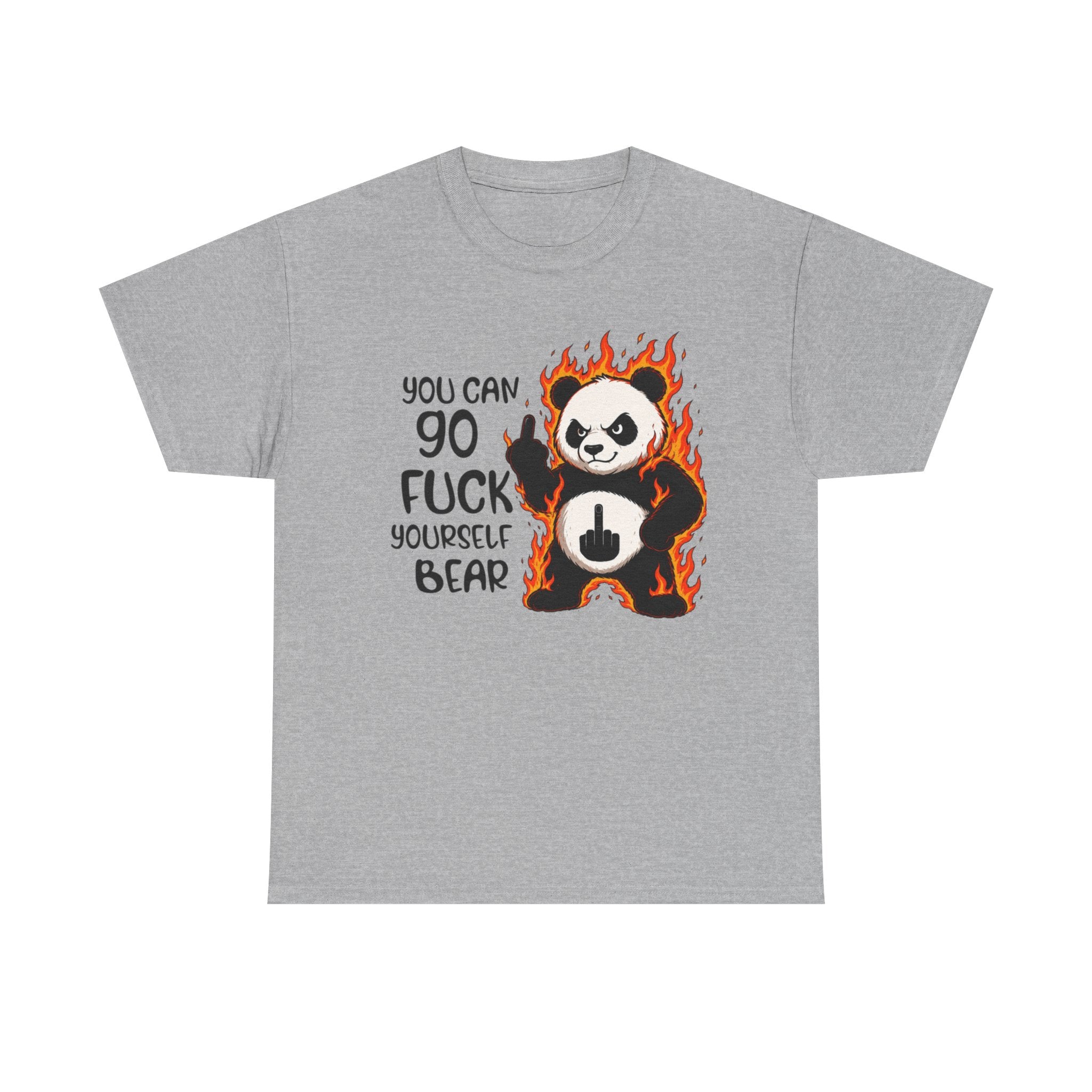 Rude Panda Graphic Tee — "You Can Go Fuck Yourself Bear" Funny Flame Design