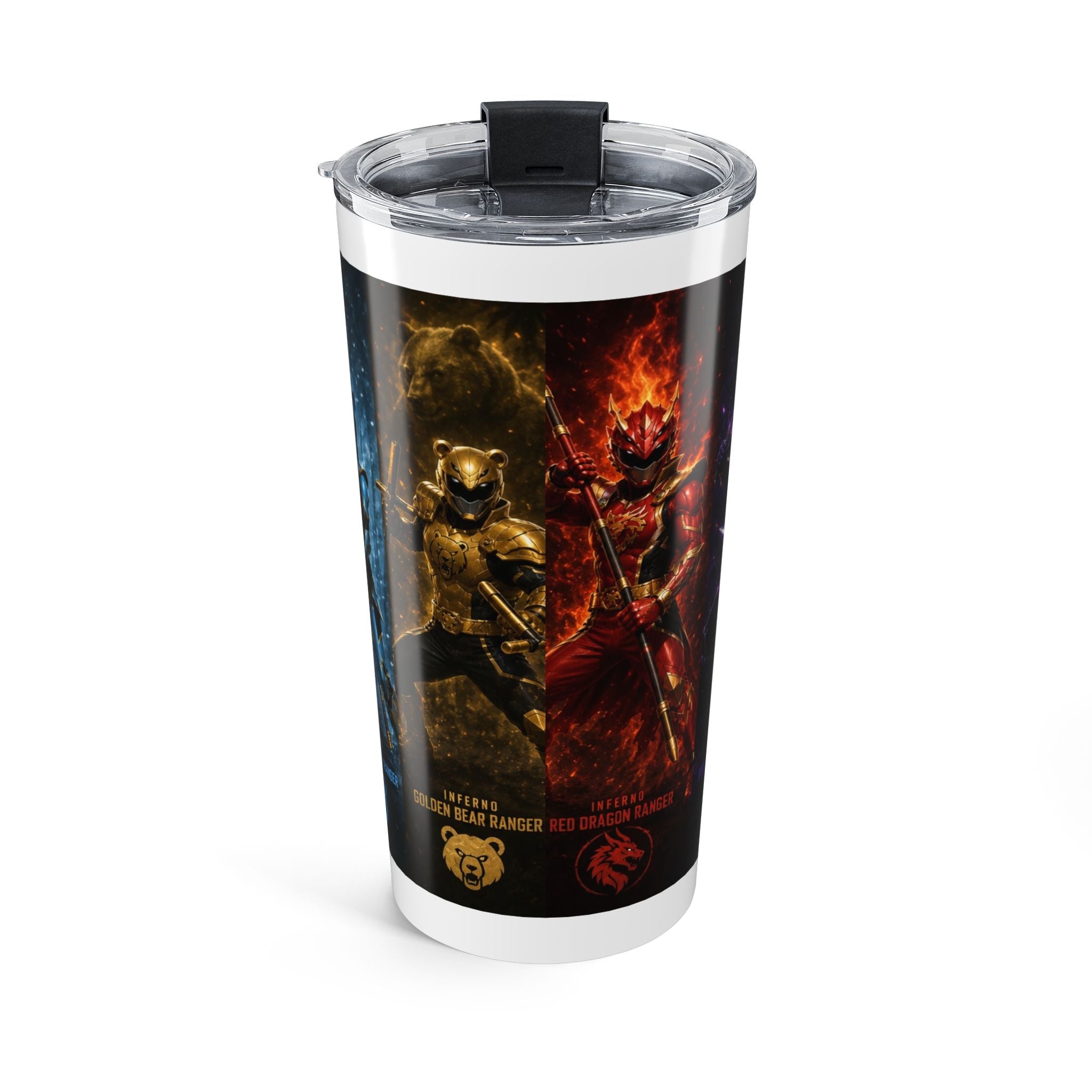 20oz Power Rangers Graphic Tumbler — Elemental Rangers Stainless Travel Cup