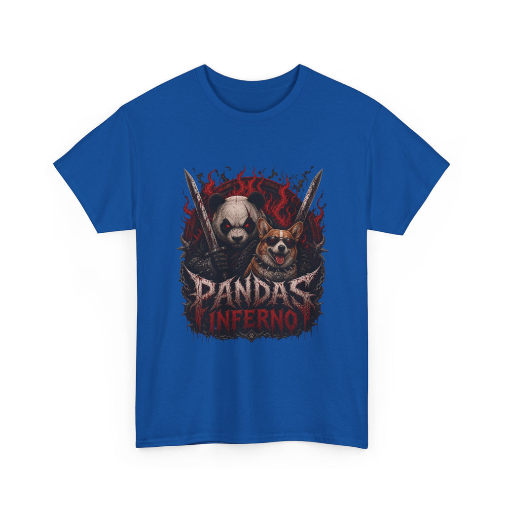 Pandas Inferno Graphic Tee — Dark Panda Skull Rock Band T‑Shirt