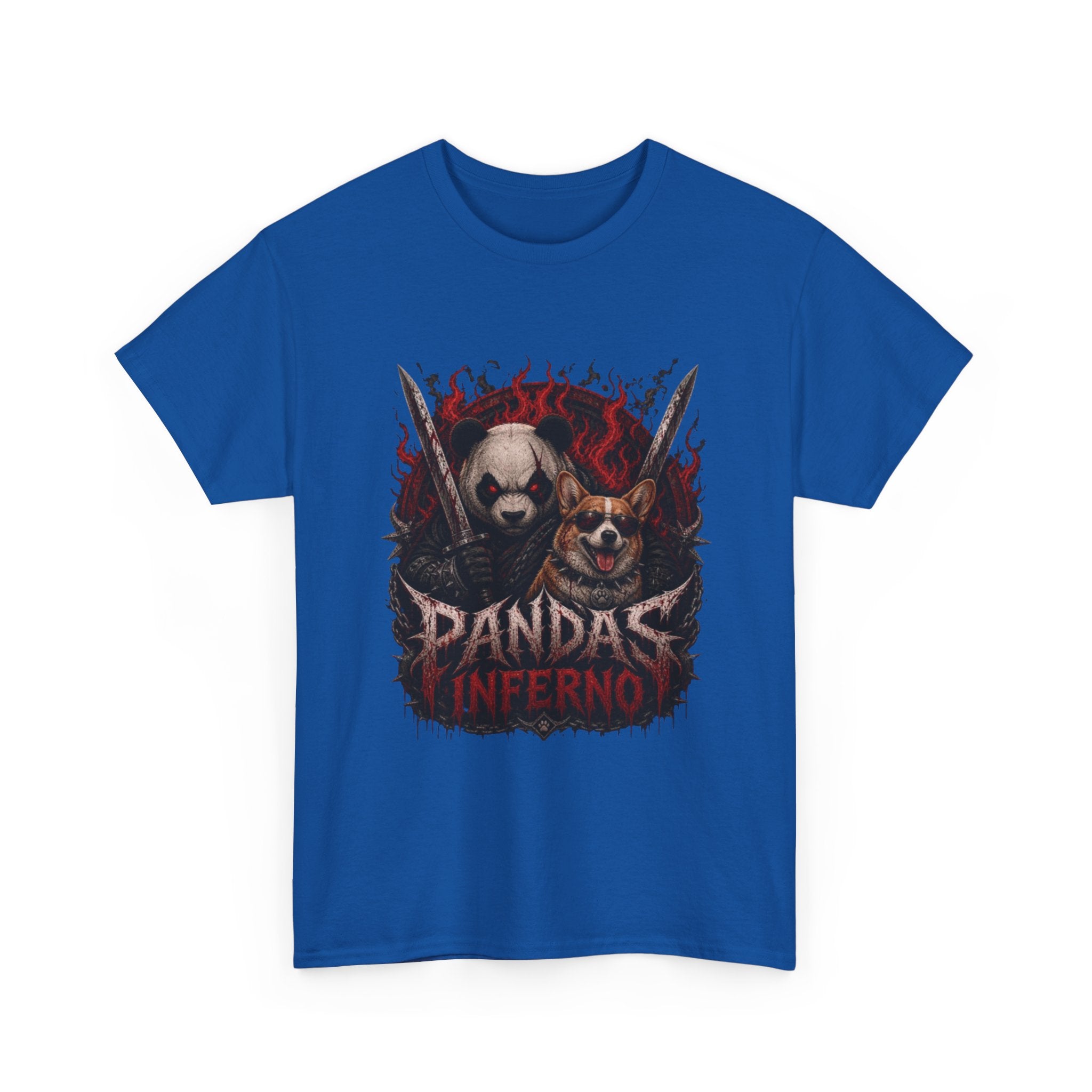 Pandas Inferno Graphic Tee — Dark Panda Skull Rock Band T‑Shirt