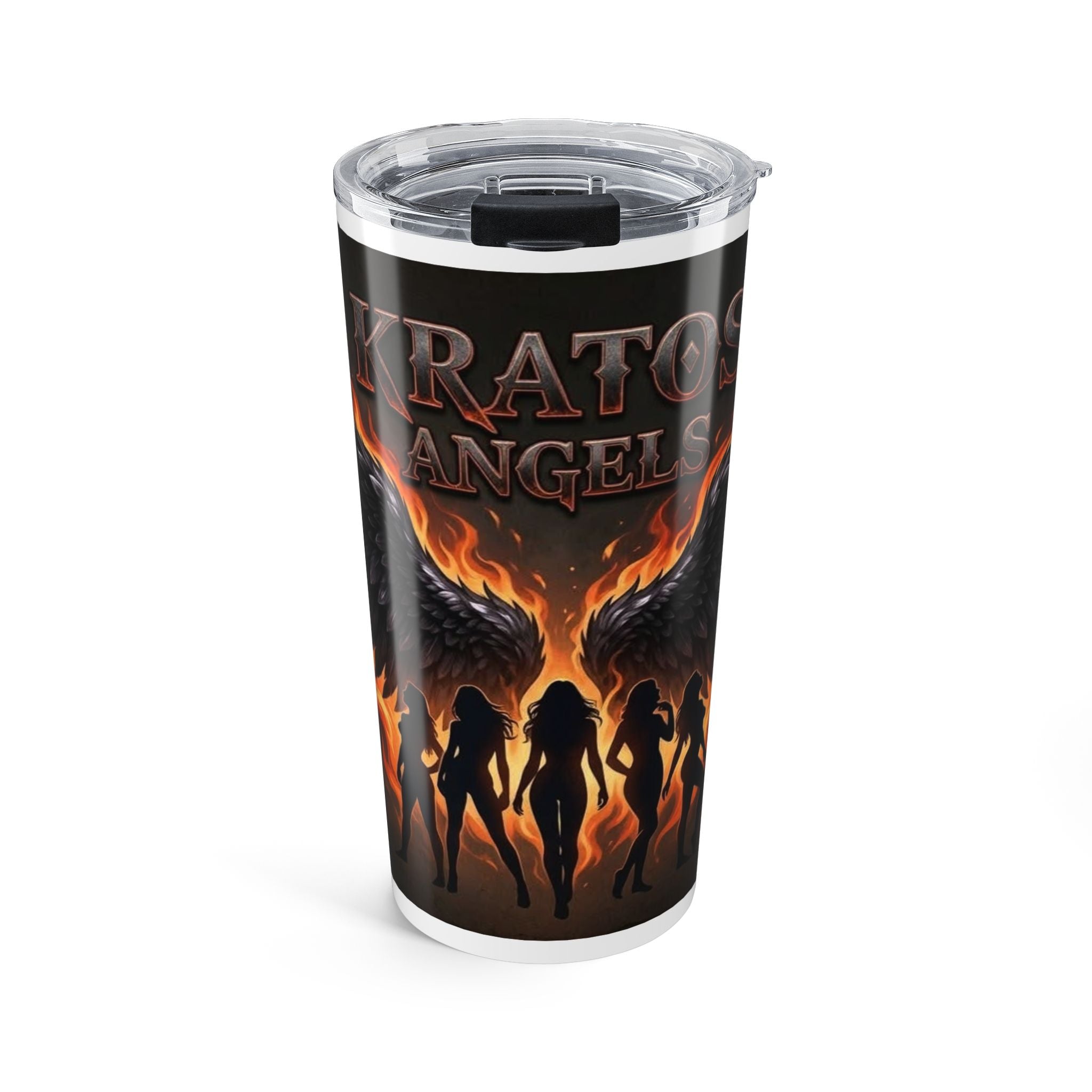 Flaming Fallen Angels Tumbler 20oz | Fire Wings Silhouette Travel Cup