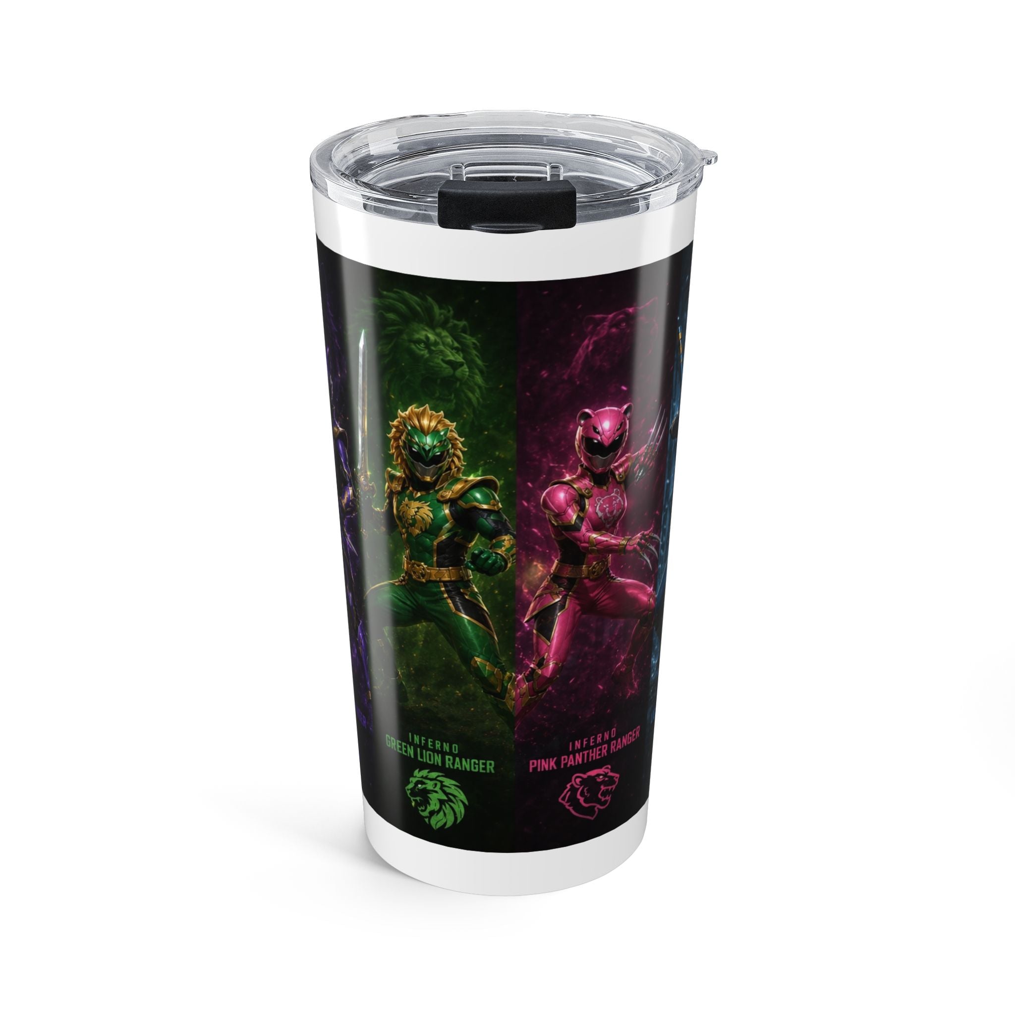 20oz Power Rangers Graphic Tumbler — Elemental Rangers Stainless Travel Cup