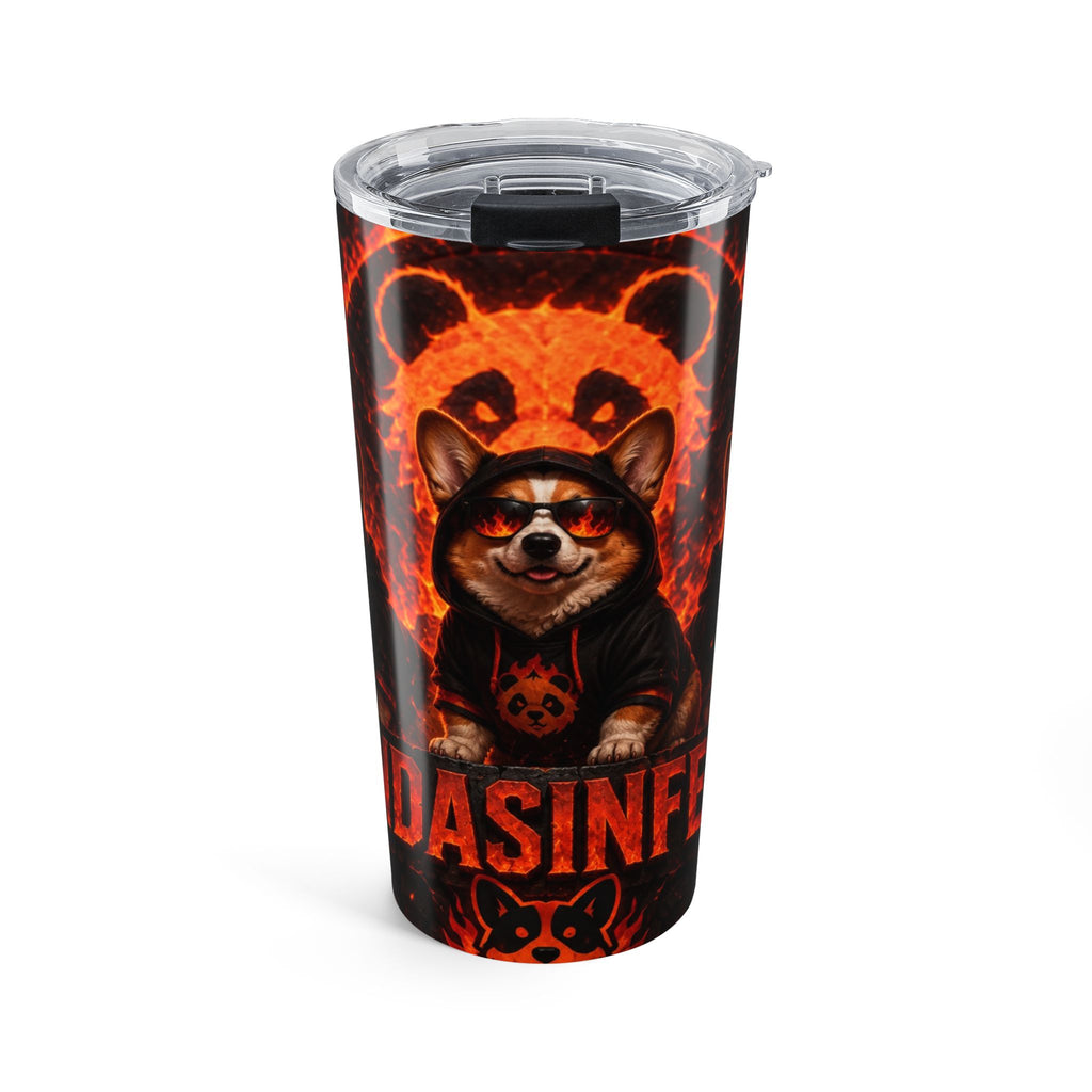 20oz Corgi Fire Tumbler – Fiery Panda Hooded Dog Travel Cup