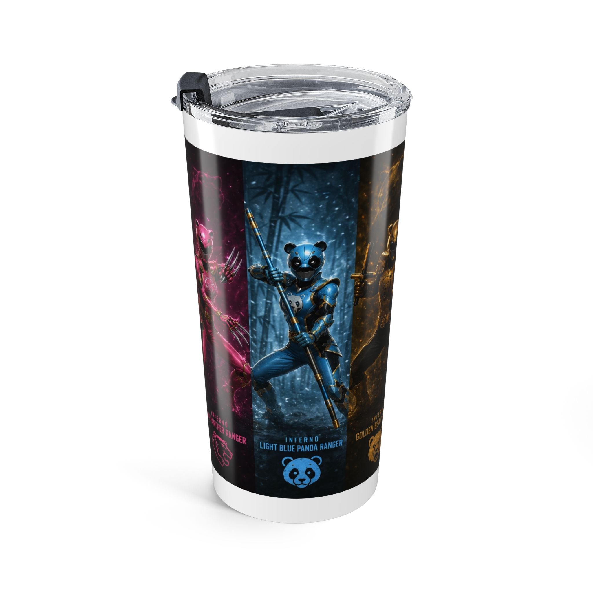 20oz Power Rangers Graphic Tumbler — Elemental Rangers Stainless Travel Cup