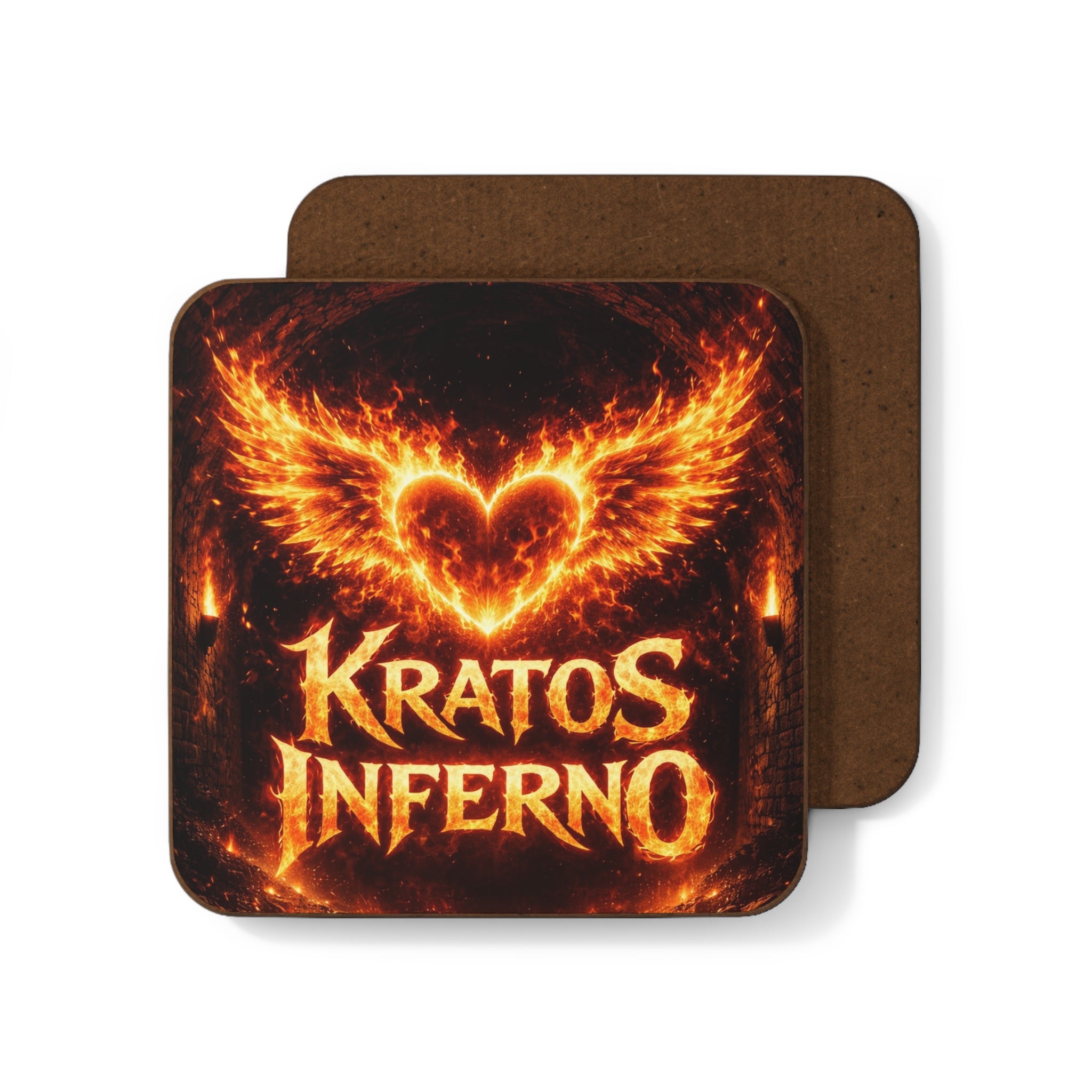 Fiery Heart Wings Kratos Inferno Coaster | Hardboard Back Coaster
