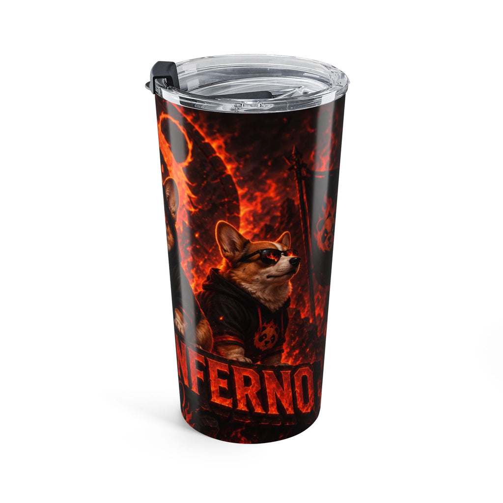 20oz Corgi Fire Tumbler – Fiery Panda Hooded Dog Travel Cup