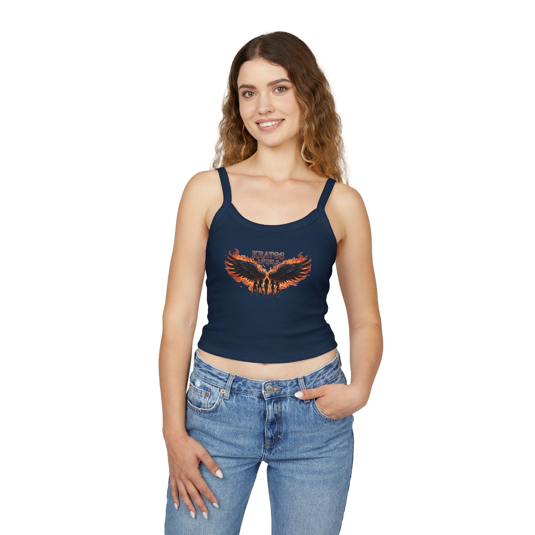 Fiery Angel Wings Tank Top | Flaming Wing Graphic Crop