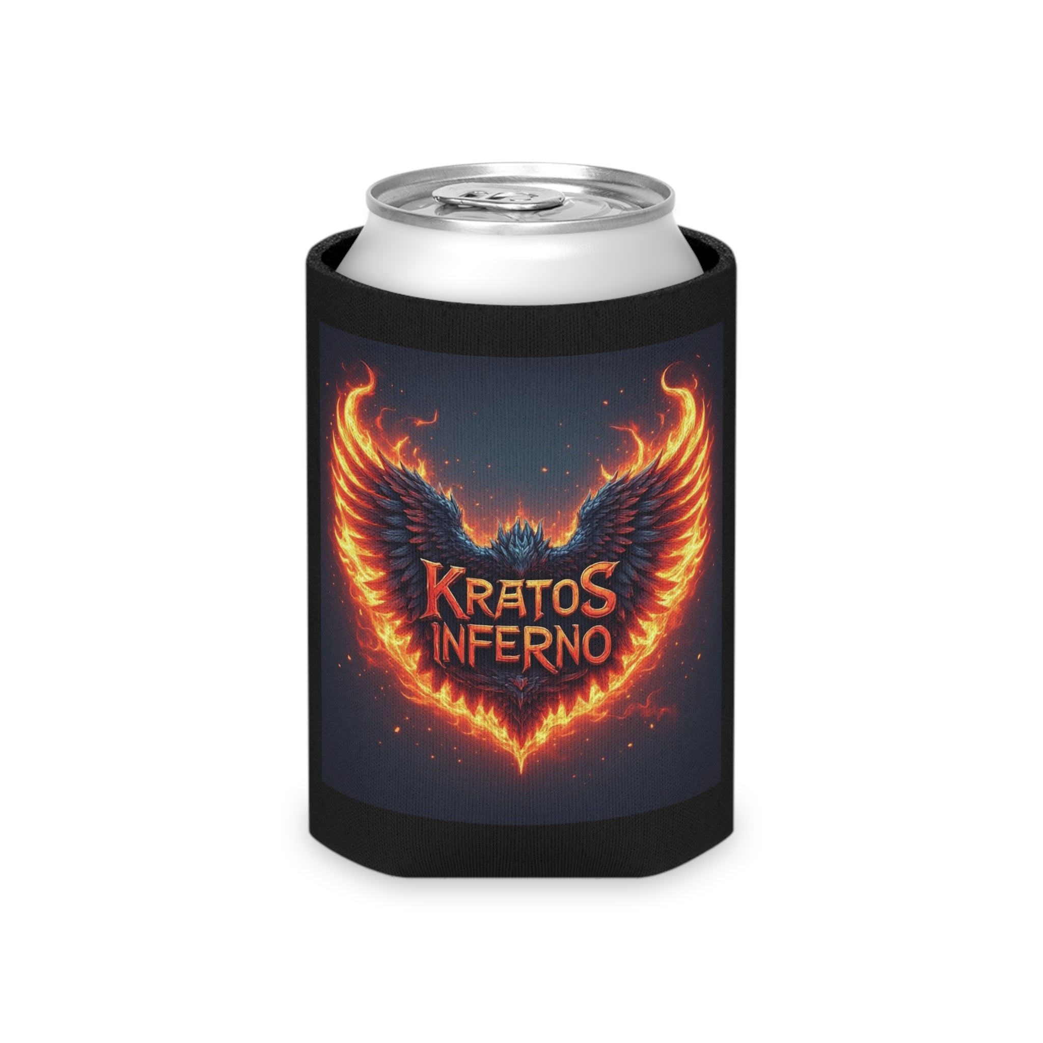 Kratos Inferno Flaming Wings Can Cooler | Neon Fire Logo