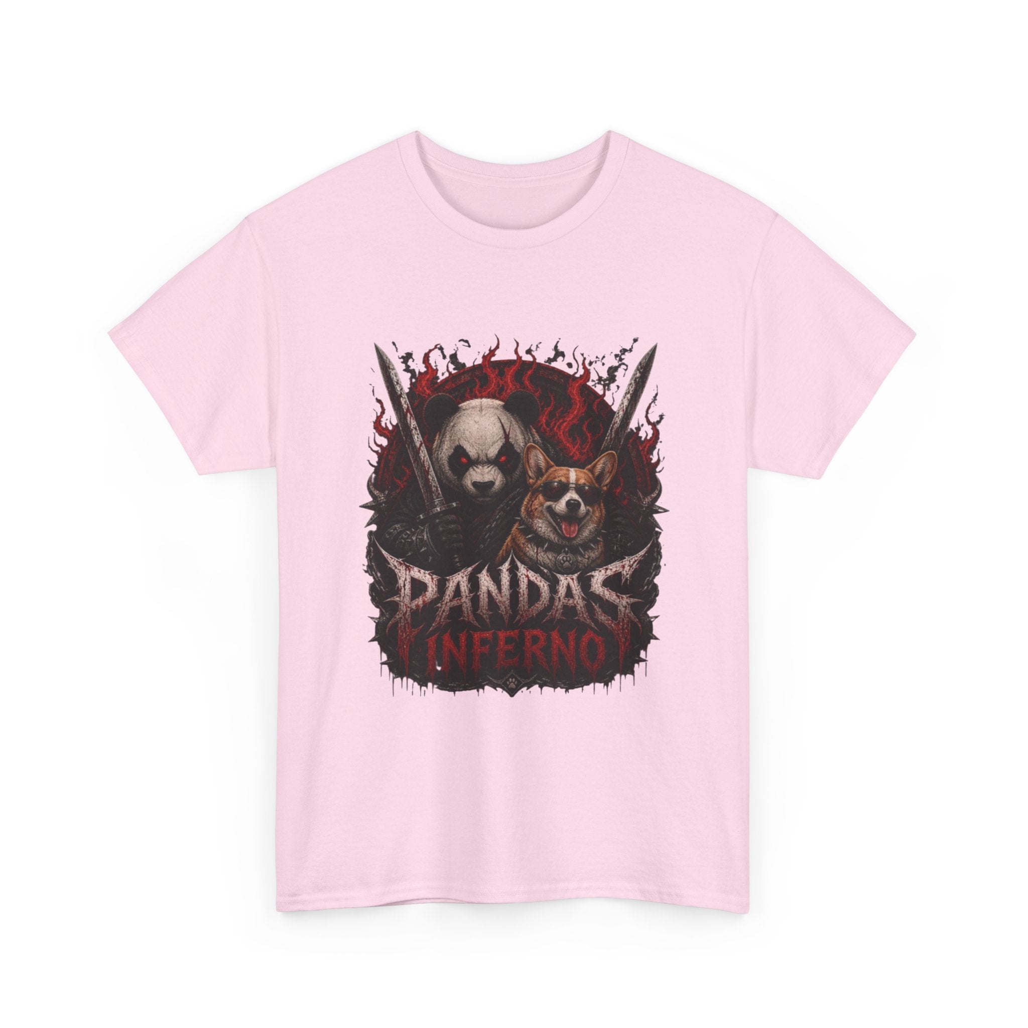 Pandas Inferno Graphic Tee — Dark Panda Skull Rock Band T‑Shirt
