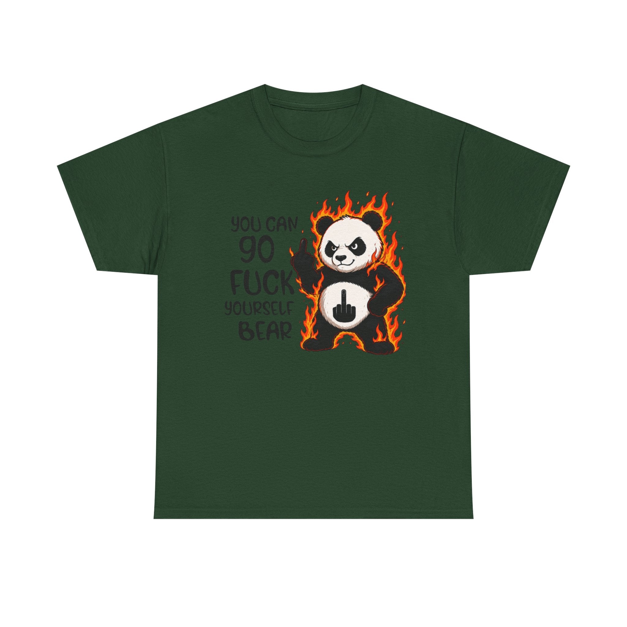 Rude Panda Graphic Tee — "You Can Go Fuck Yourself Bear" Funny Flame Design