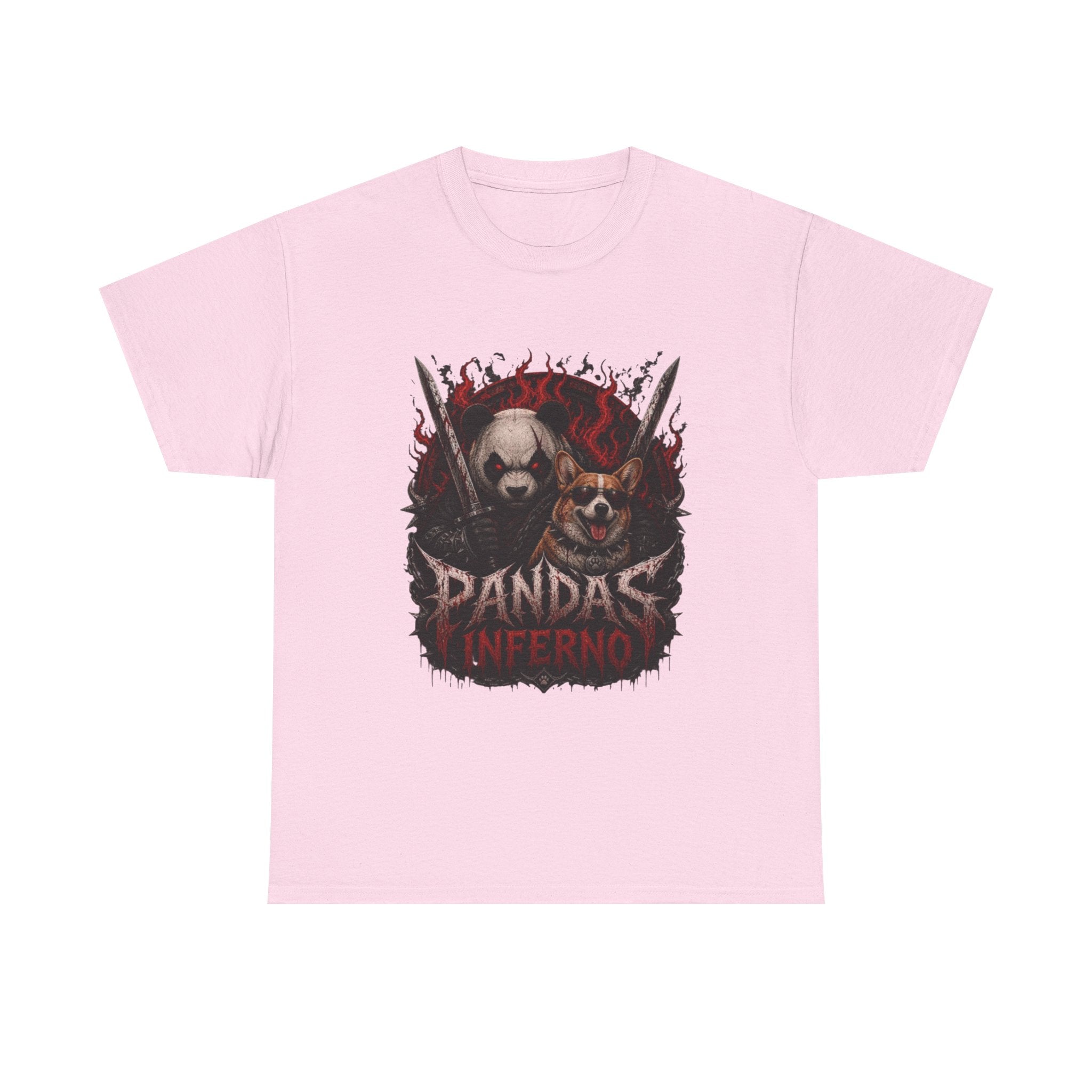 Pandas Inferno Graphic Tee — Dark Panda Skull Rock Band T‑Shirt