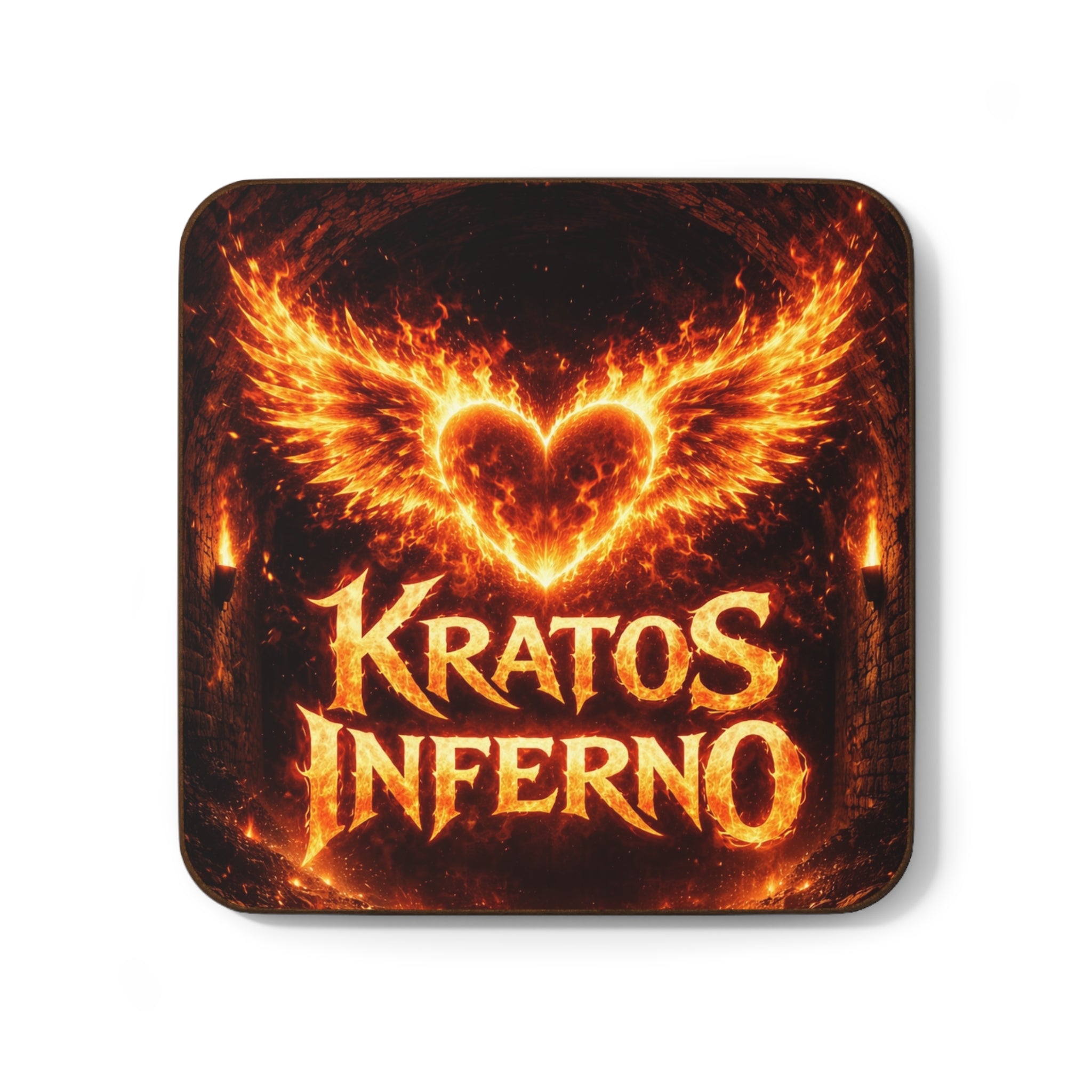 Fiery Heart Wings Kratos Inferno Coaster | Hardboard Back Coaster