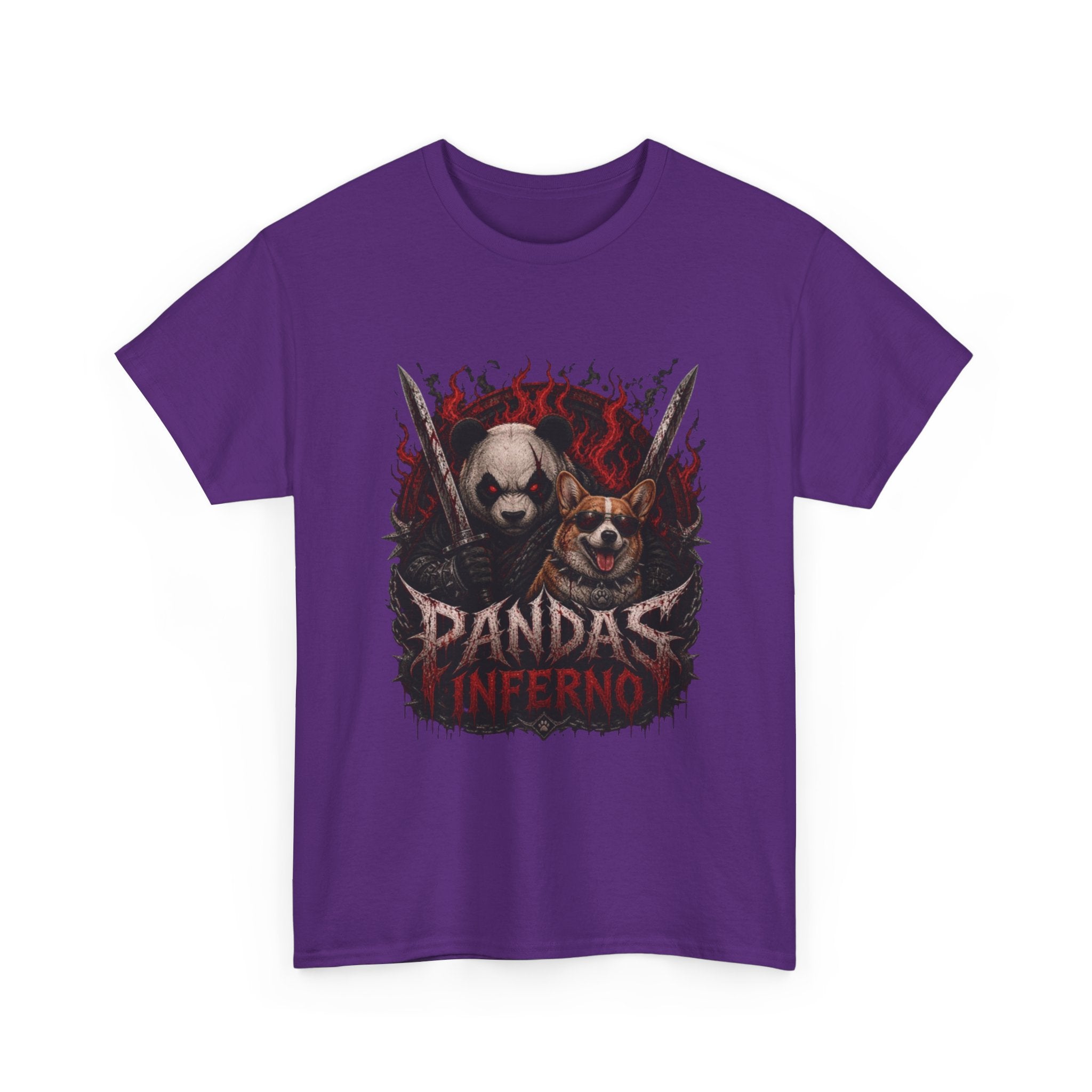 Pandas Inferno Graphic Tee — Dark Panda Skull Rock Band T‑Shirt