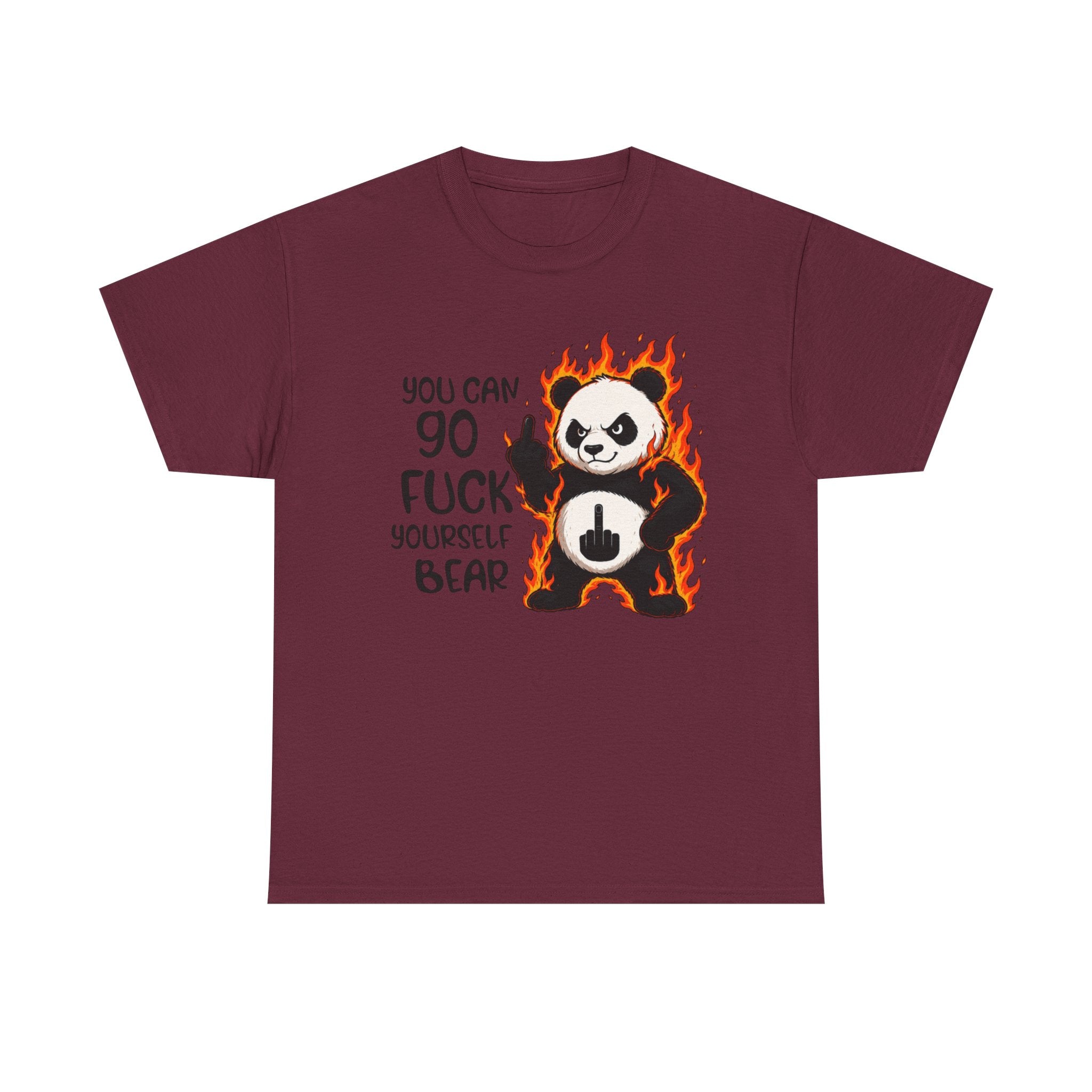 Rude Panda Graphic Tee — "You Can Go Fuck Yourself Bear" Funny Flame Design