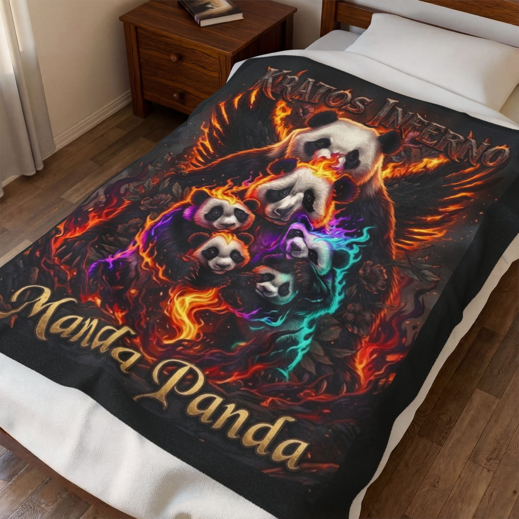 Flaming Panda Family blanket | Manda Panda inferno design