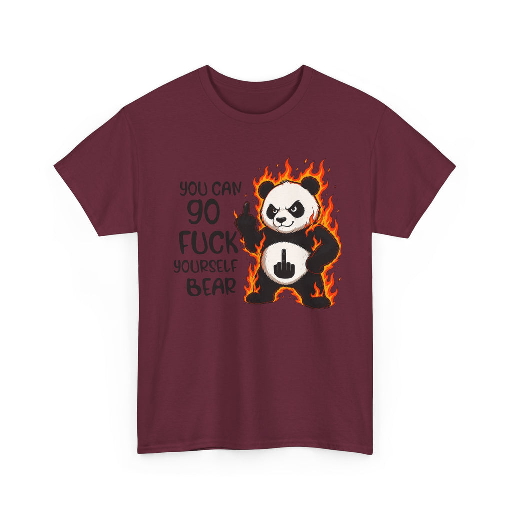 Rude Panda Graphic Tee — "You Can Go Fuck Yourself Bear" Funny Flame Design