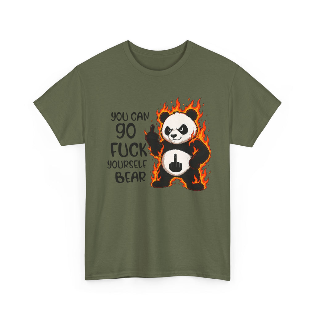 Rude Panda Graphic Tee — "You Can Go Fuck Yourself Bear" Funny Flame Design