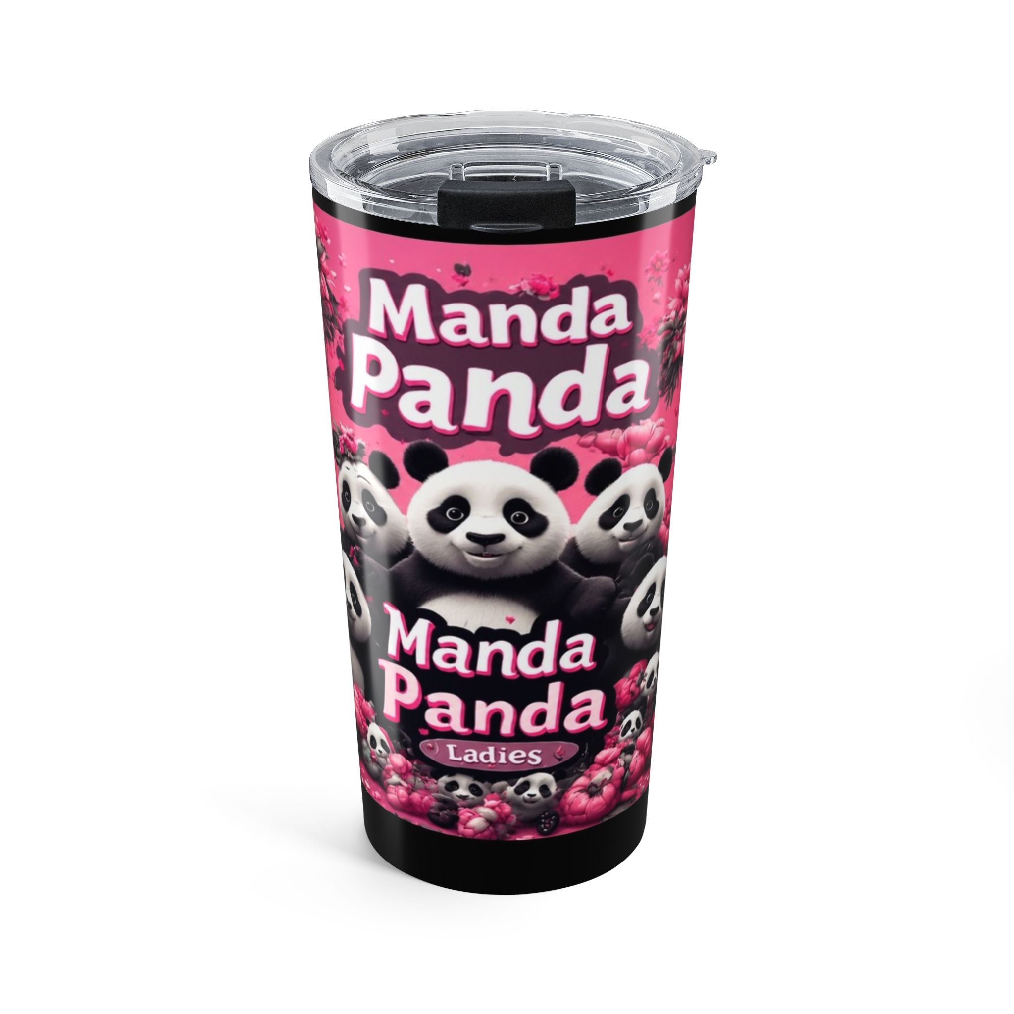 20oz Panda Tumbler — Pink "Manda Panda" Insulated Travel Cup
