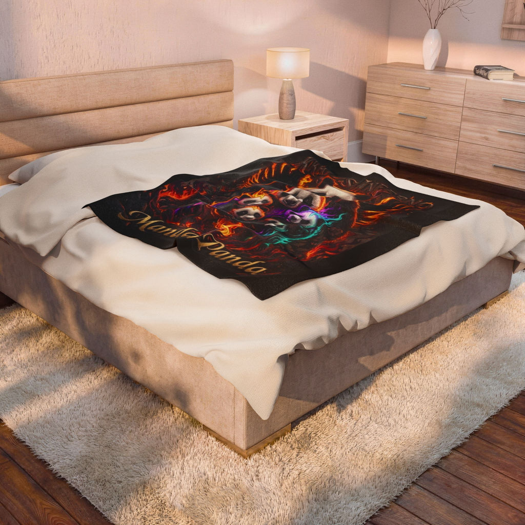 Flaming Panda Family blanket | Manda Panda inferno design