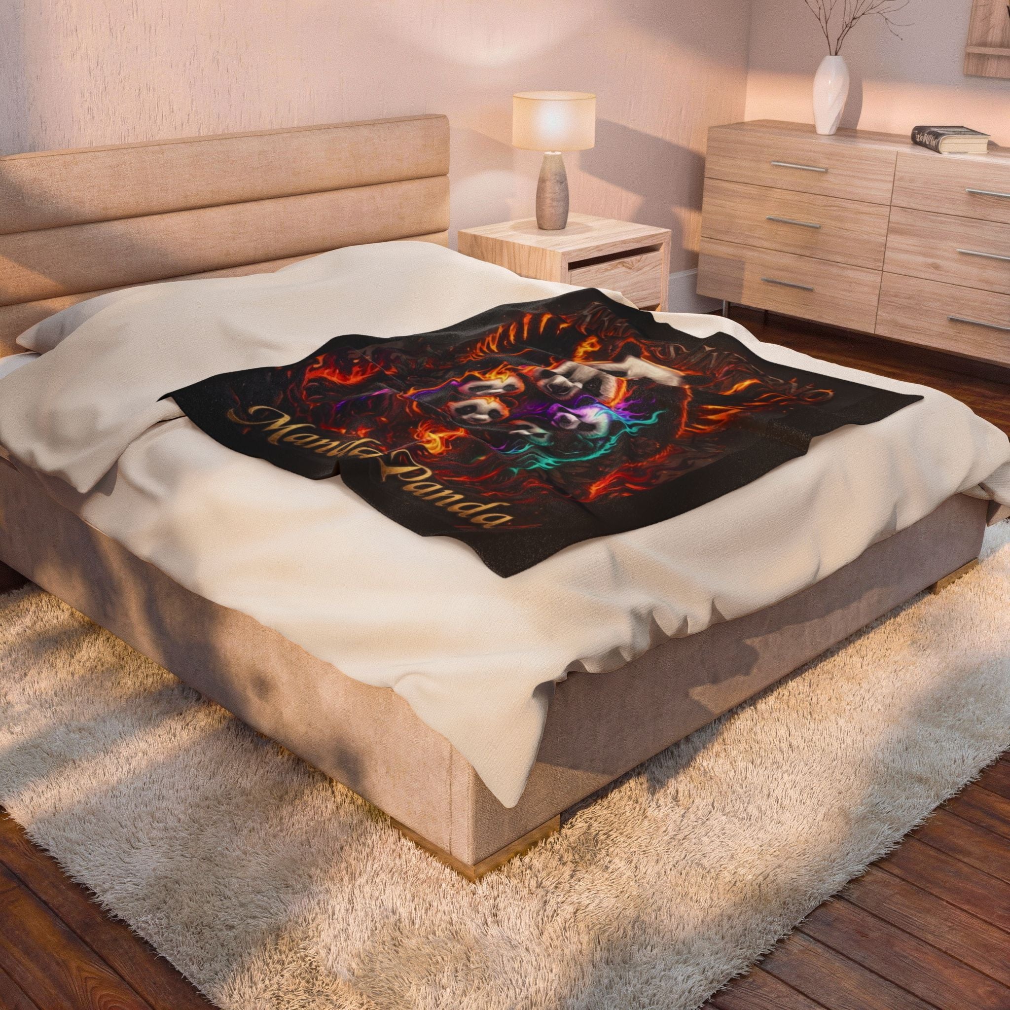 Flaming Panda Family blanket | Manda Panda inferno design