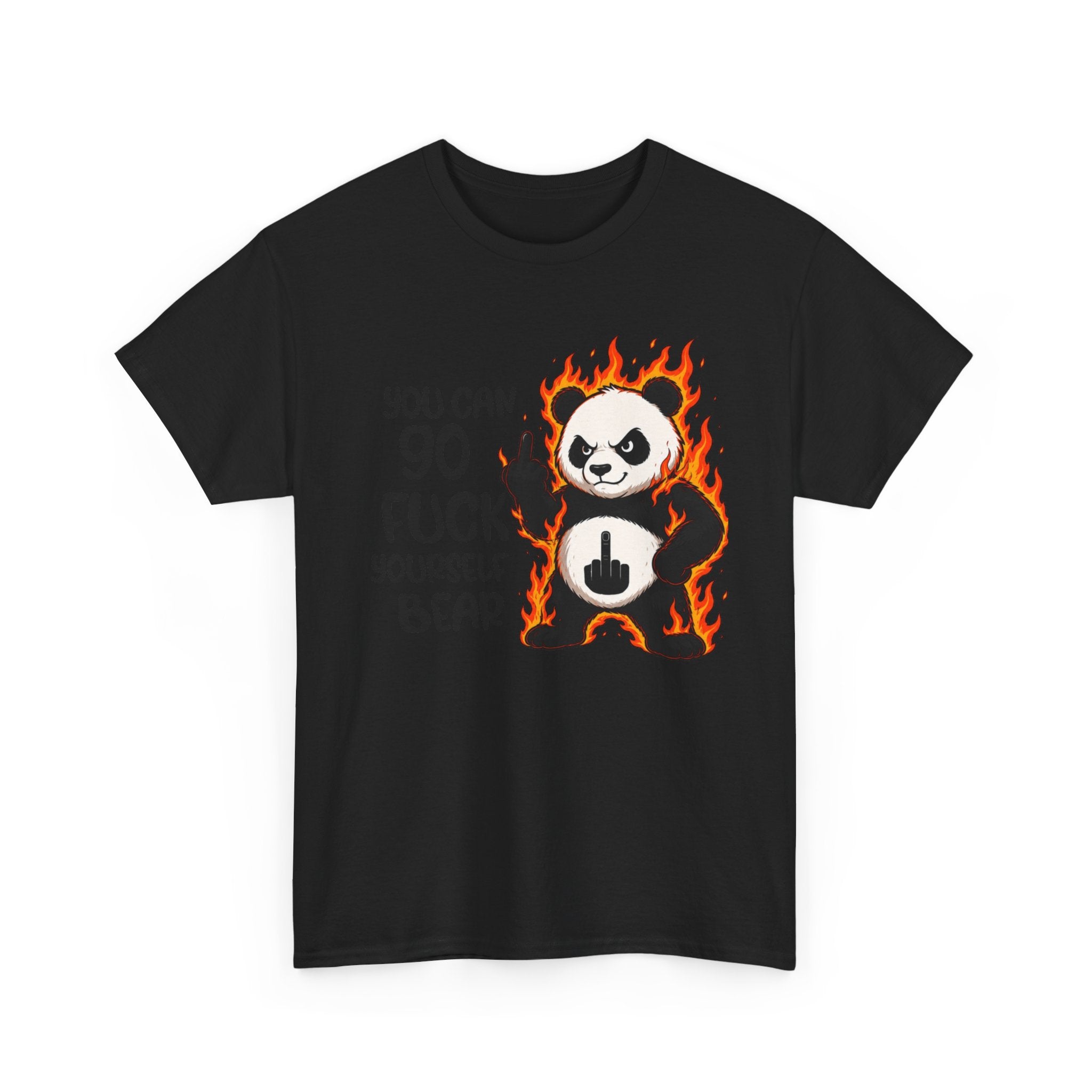 Rude Panda Graphic Tee — "You Can Go Fuck Yourself Bear" Funny Flame Design