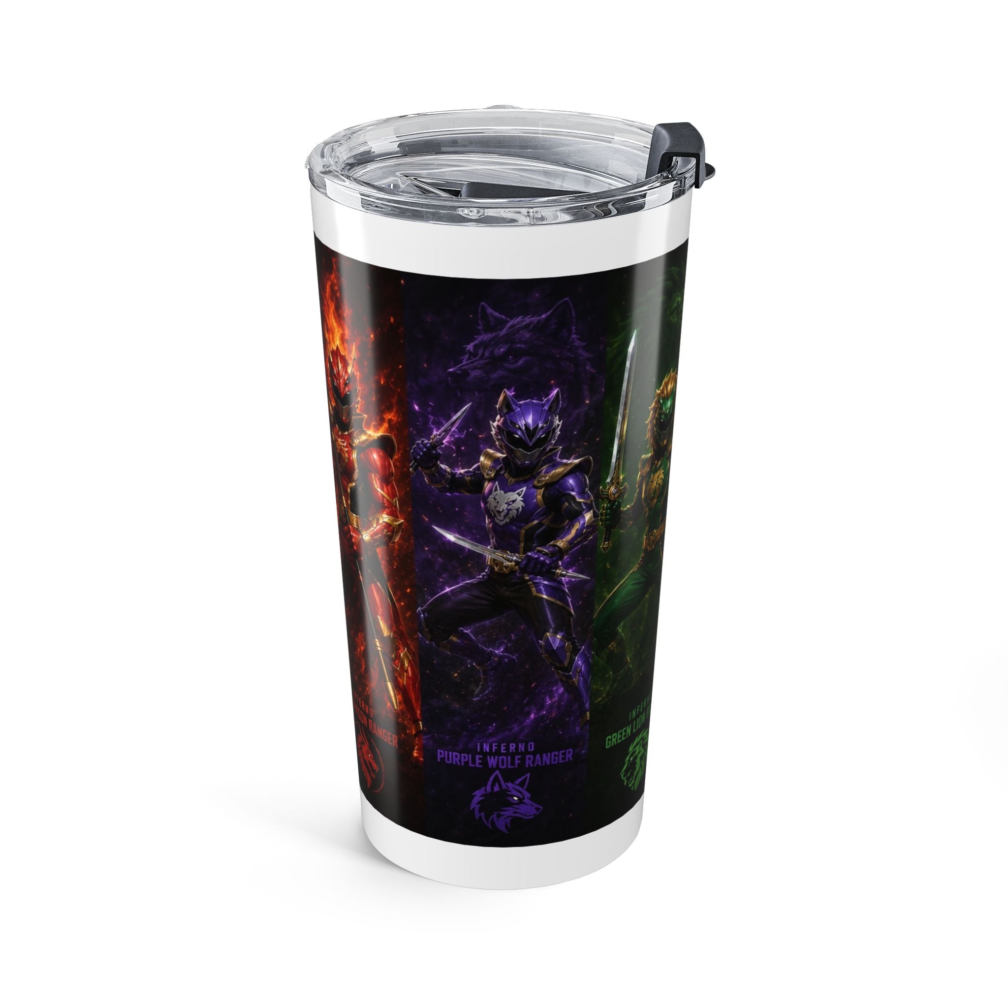 20oz Power Rangers Graphic Tumbler — Elemental Rangers Stainless Travel Cup