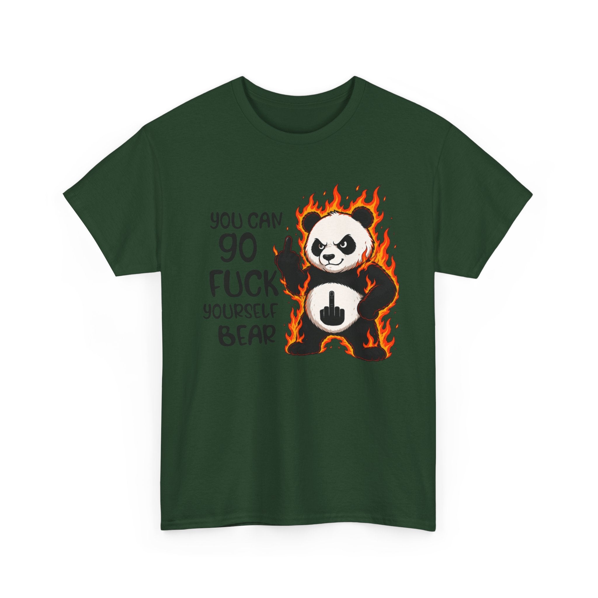 Rude Panda Graphic Tee — "You Can Go Fuck Yourself Bear" Funny Flame Design