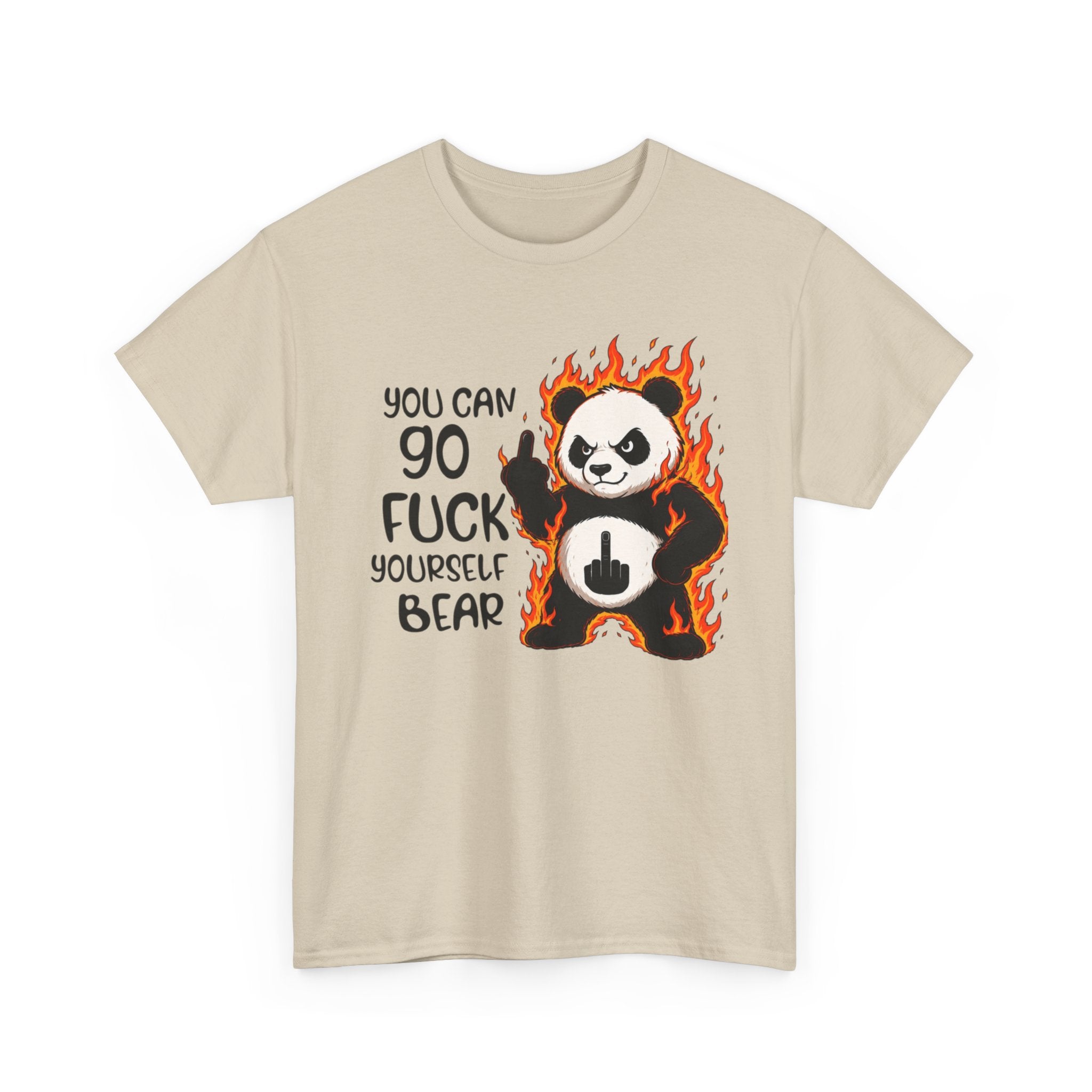 Rude Panda Graphic Tee — "You Can Go Fuck Yourself Bear" Funny Flame Design