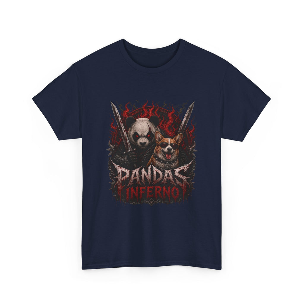Pandas Inferno Graphic Tee — Dark Panda Skull Rock Band T‑Shirt