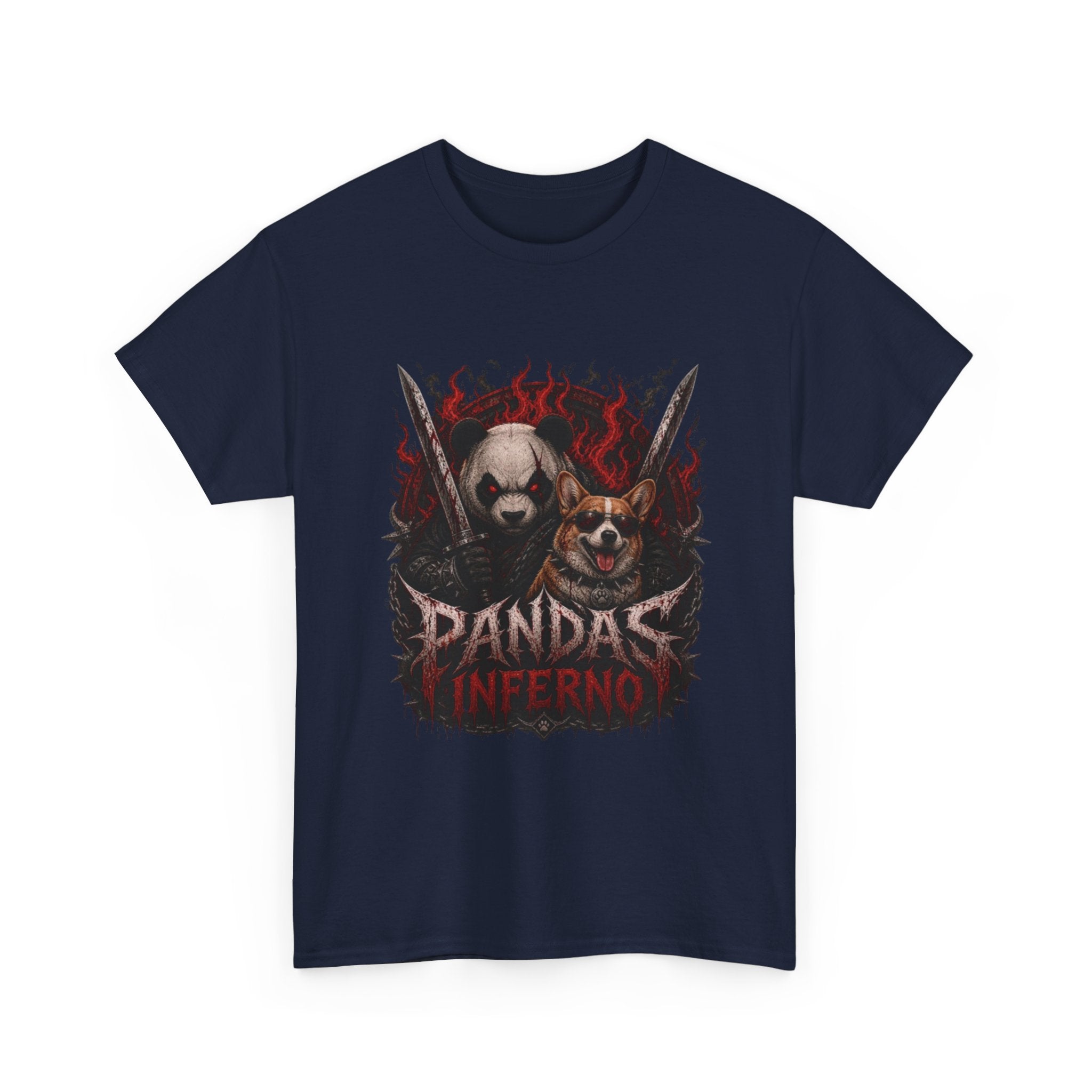 Pandas Inferno Graphic Tee — Dark Panda Skull Rock Band T‑Shirt