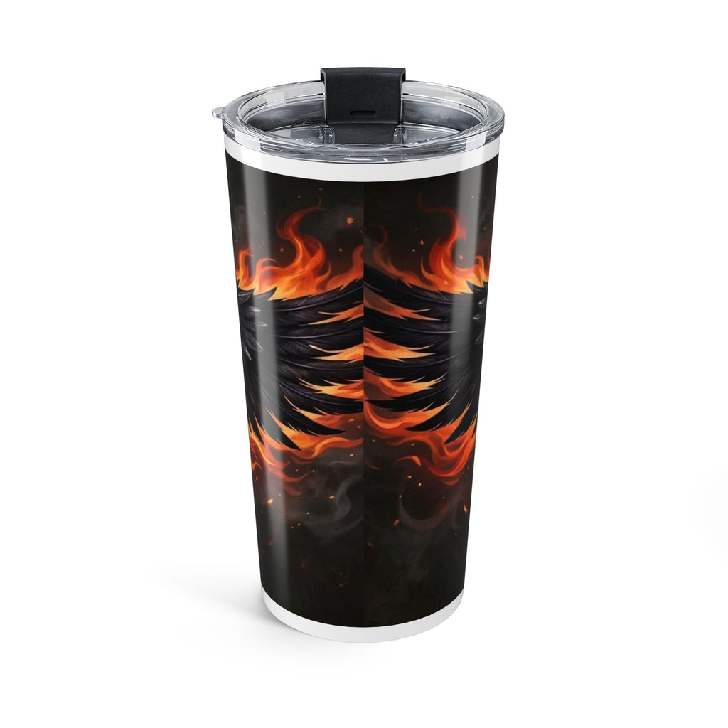 Flaming Fallen Angels Tumbler 20oz | Fire Wings Silhouette Travel Cup