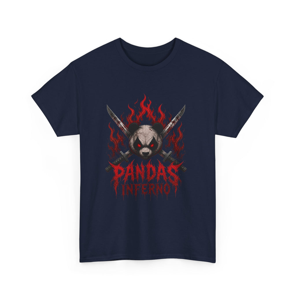Pandas Inferno T-Shirt | Flaming Panda Skull, Crossed Swords