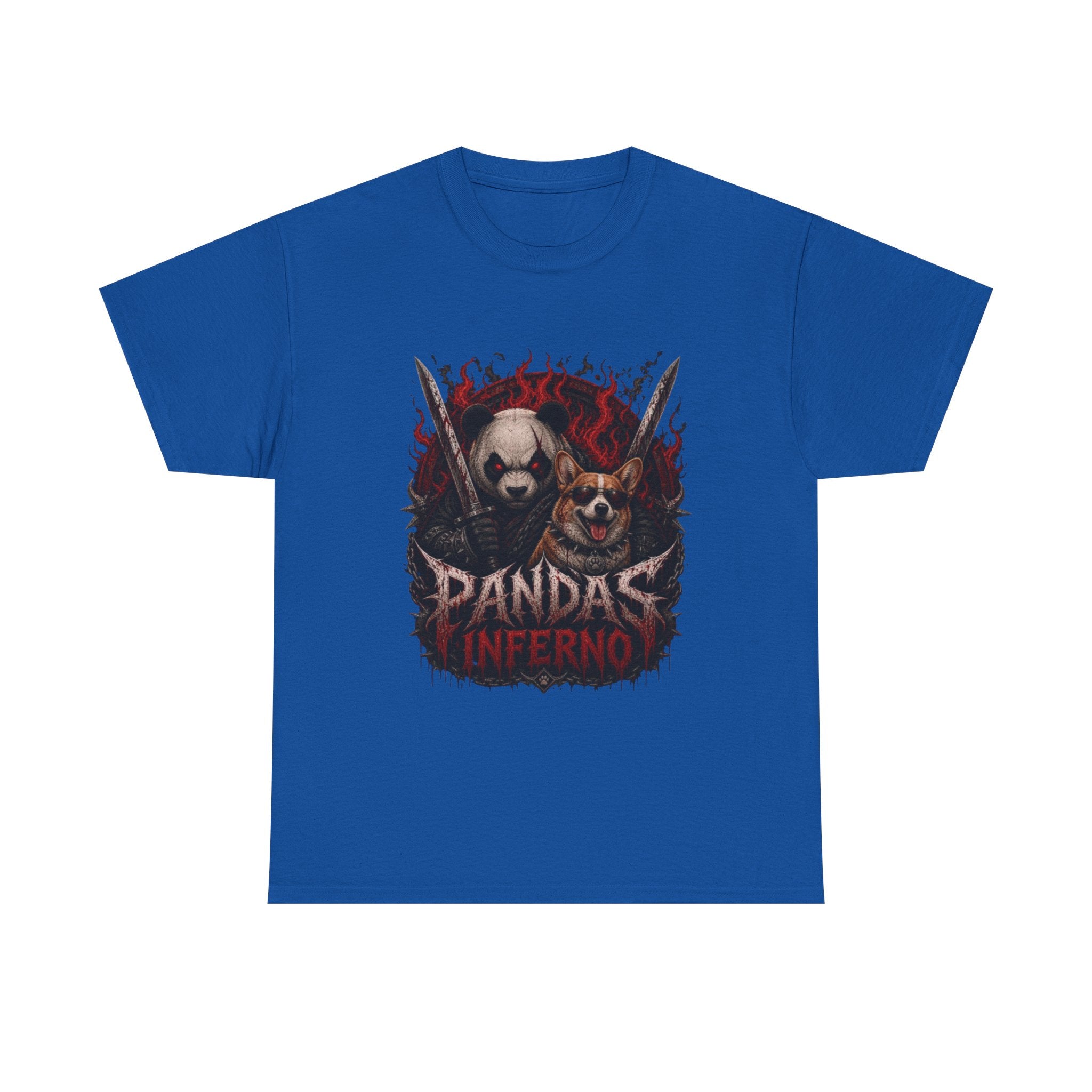 Pandas Inferno Graphic Tee — Dark Panda Skull Rock Band T‑Shirt
