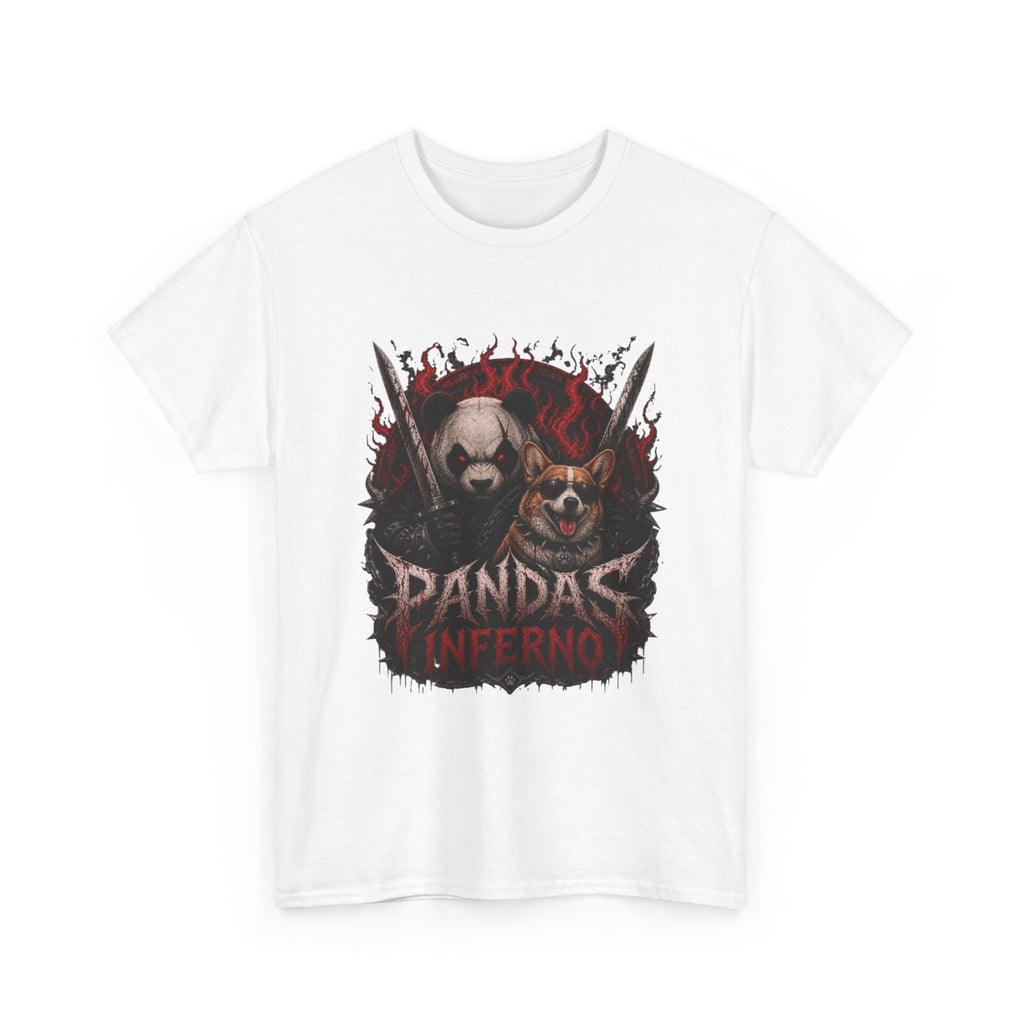Pandas Inferno Graphic Tee — Dark Panda Skull Rock Band T‑Shirt