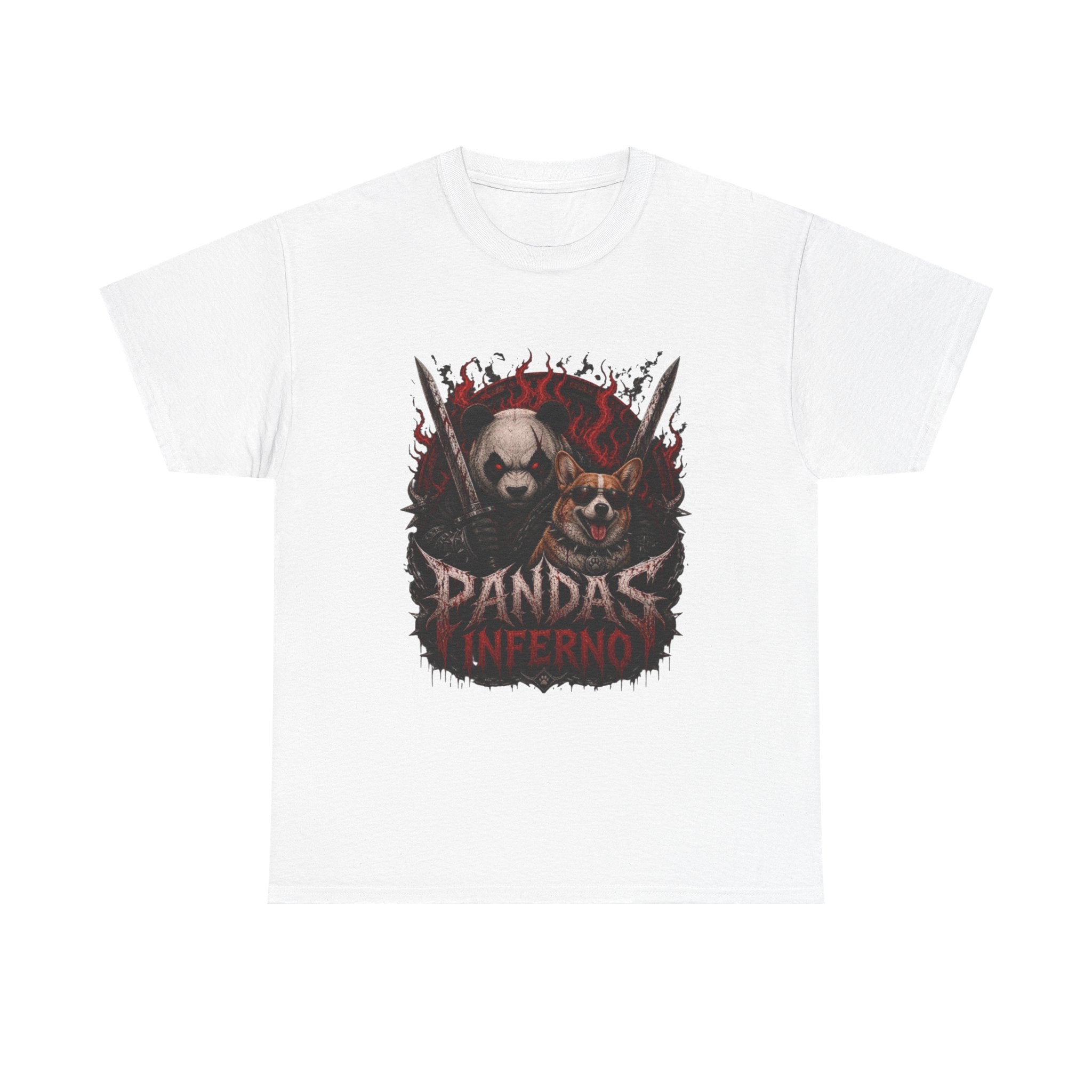 Pandas Inferno Graphic Tee — Dark Panda Skull Rock Band T‑Shirt