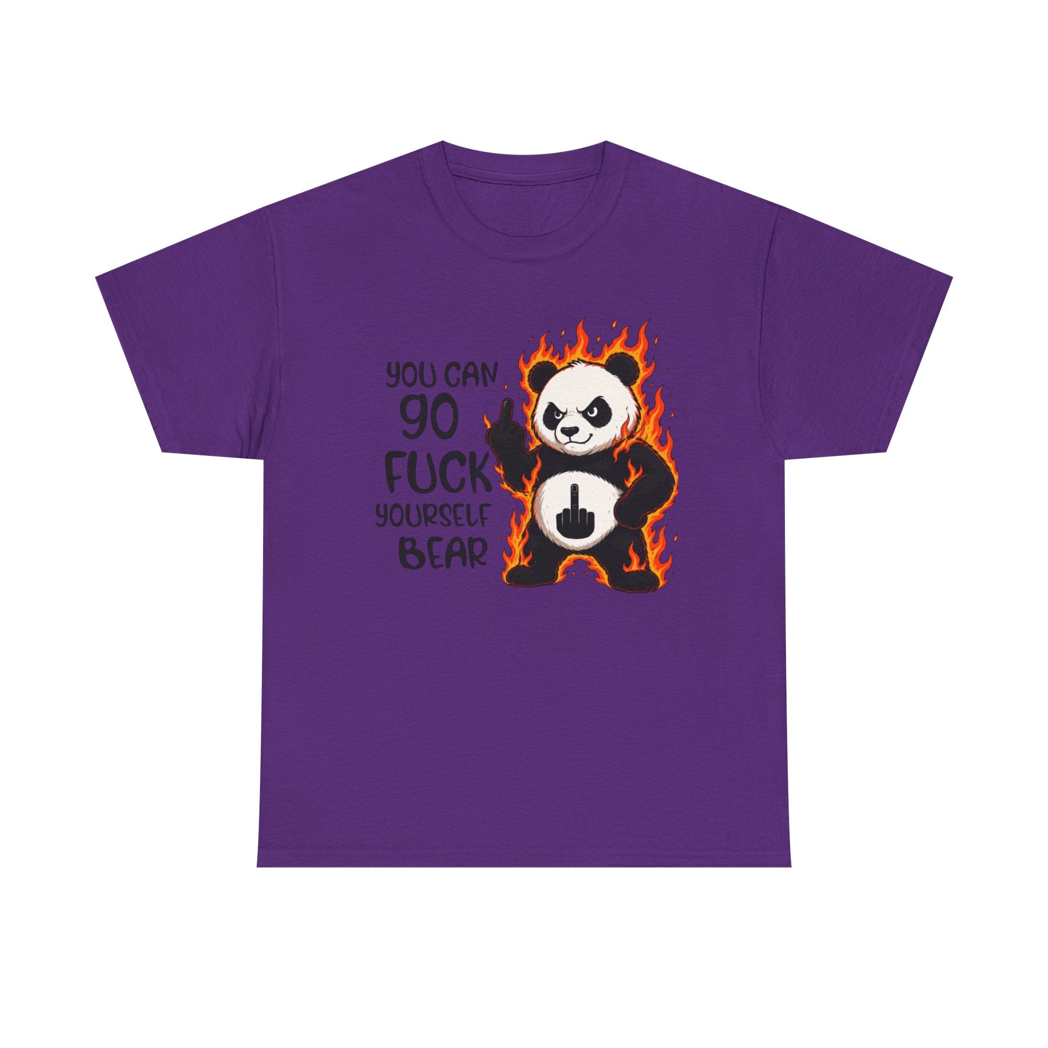 Rude Panda Graphic Tee — "You Can Go Fuck Yourself Bear" Funny Flame Design