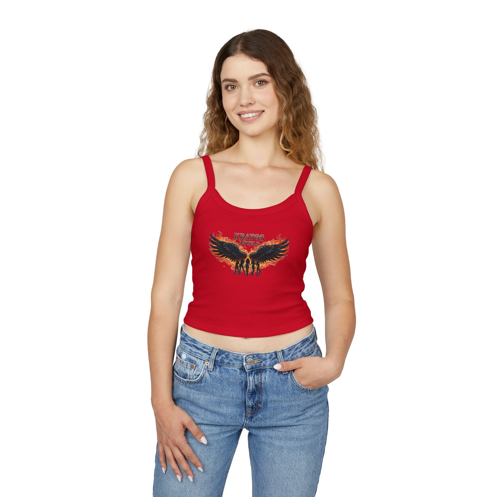 Fiery Angel Wings Tank Top | Flaming Wing Graphic Crop
