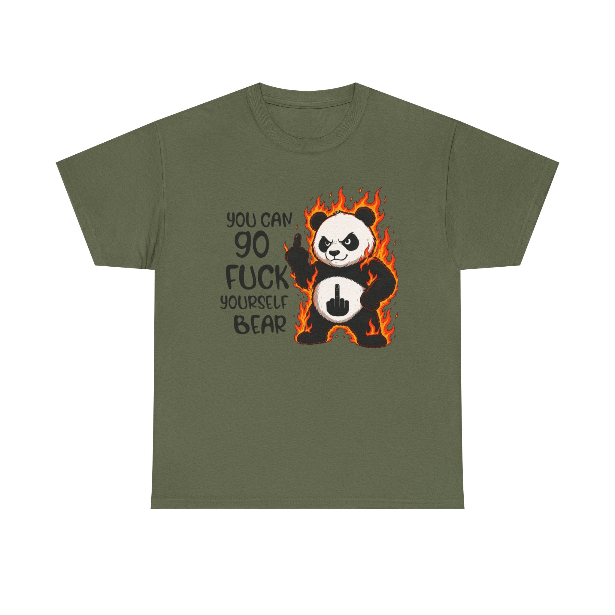 Rude Panda Graphic Tee — "You Can Go Fuck Yourself Bear" Funny Flame Design